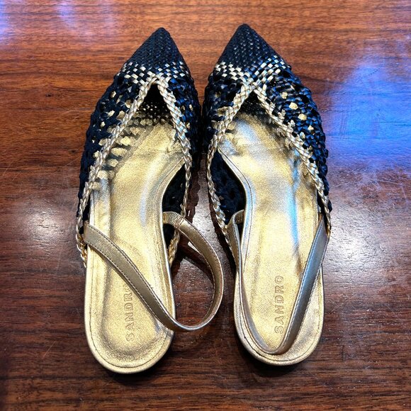 SANDRO Melena Woven Leather Slingback Point-toe Flats, size 39 (US 8.5) - Picture 5 of 7